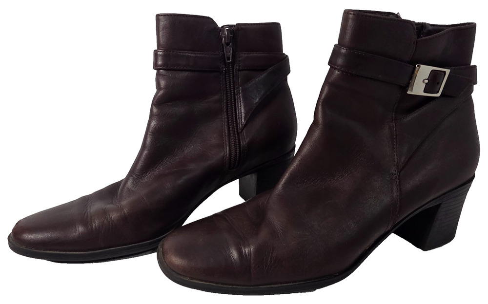 Predictions Vintage 90s Side Zip Up Ankle Boot Womens 7 Brown Leather
